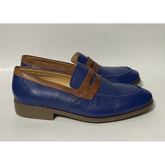 Sandro Moscoloni Leather Loafer Slip On Blue Brown Men\'s Size 10 main image 4